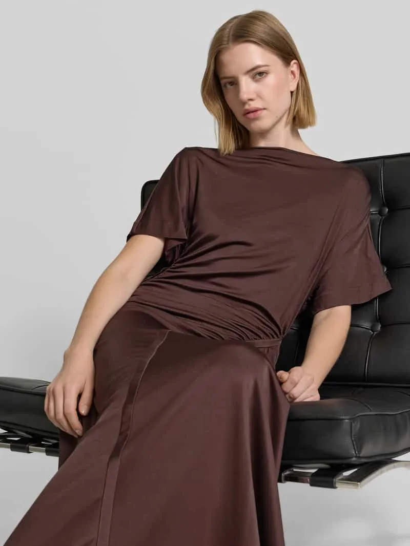Boss slim fit maxi-jurk van viscosemix model 'ECAREN' donkerbruin, foto 3