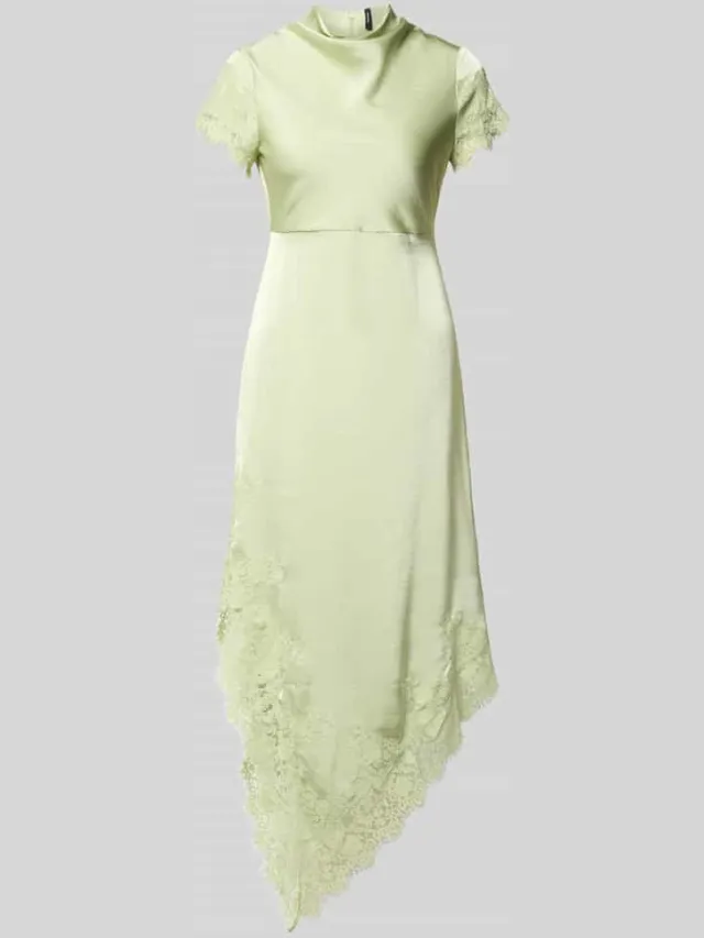 Vero Moda A-lijn avondjurk van satijn model 'RITA' groen, foto 2
