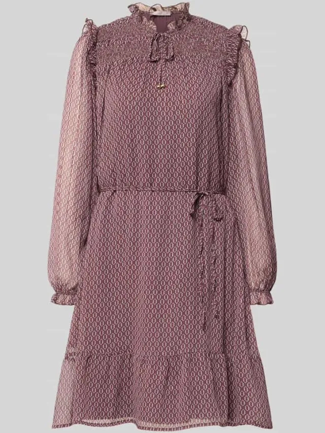 Christian Berg Woman Selection Knie-lange jurk met strikceintuur aubergine, foto 2