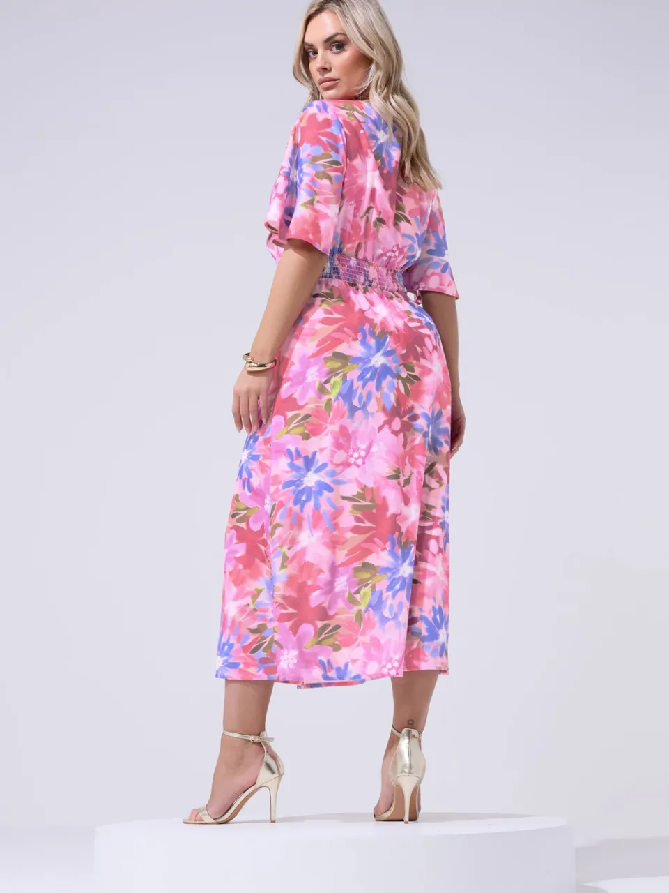 Yours London Roze Wikkeljurk Met Bloemenprint En Linnen Look, foto 2