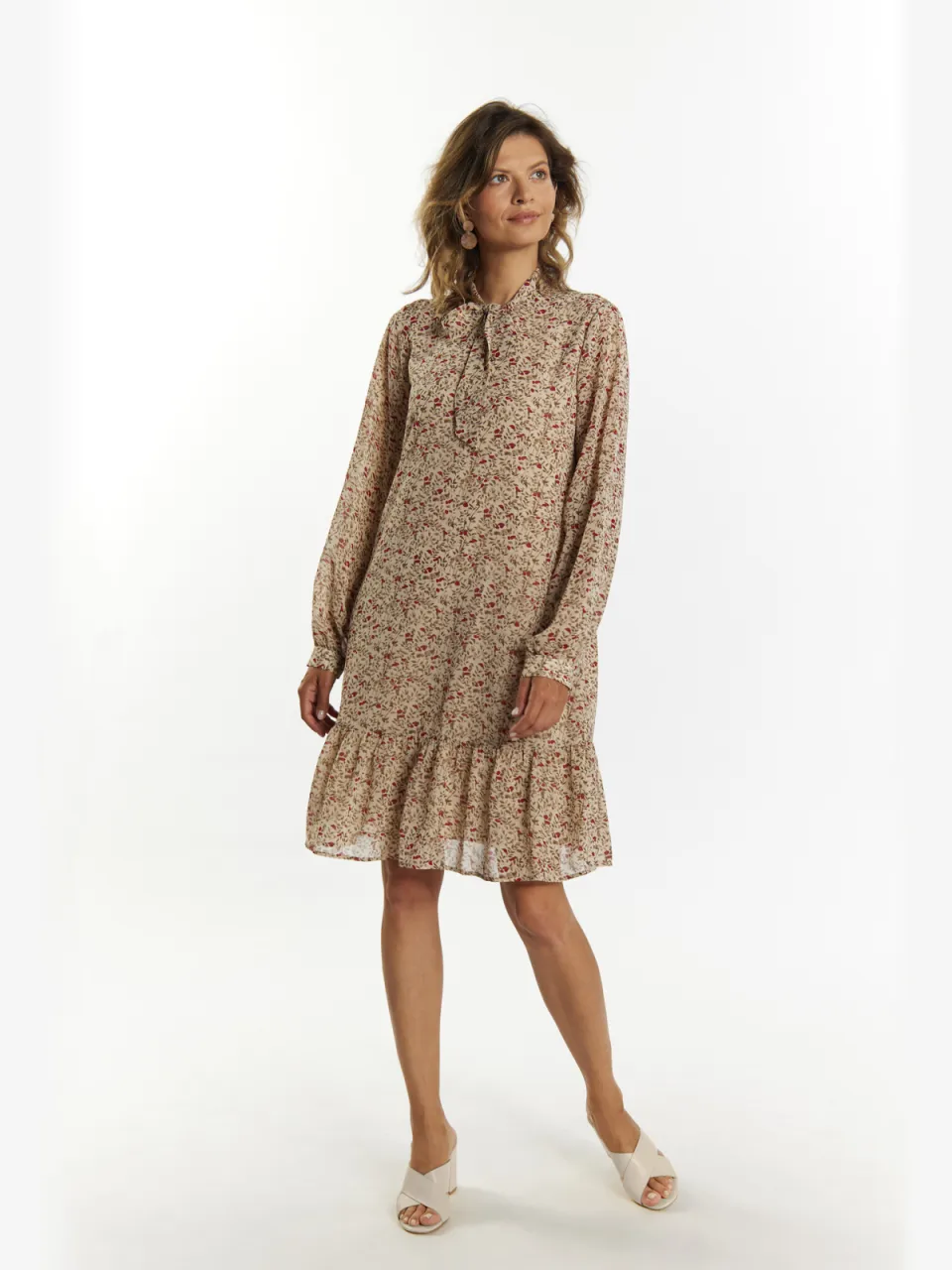 Usha Midi-jurk met bloemenprint Dames Crème veelkleurig