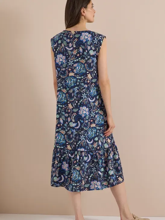 cecil Midi-jurk met split in de hals en print blauw, foto 2