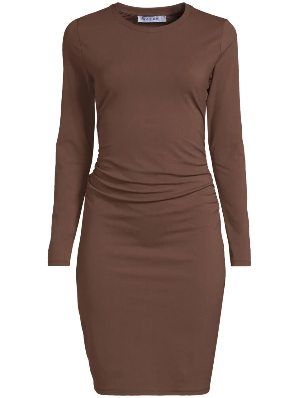 Anytime jersey korte jurk met gedrapeerd detail bruin, foto 2