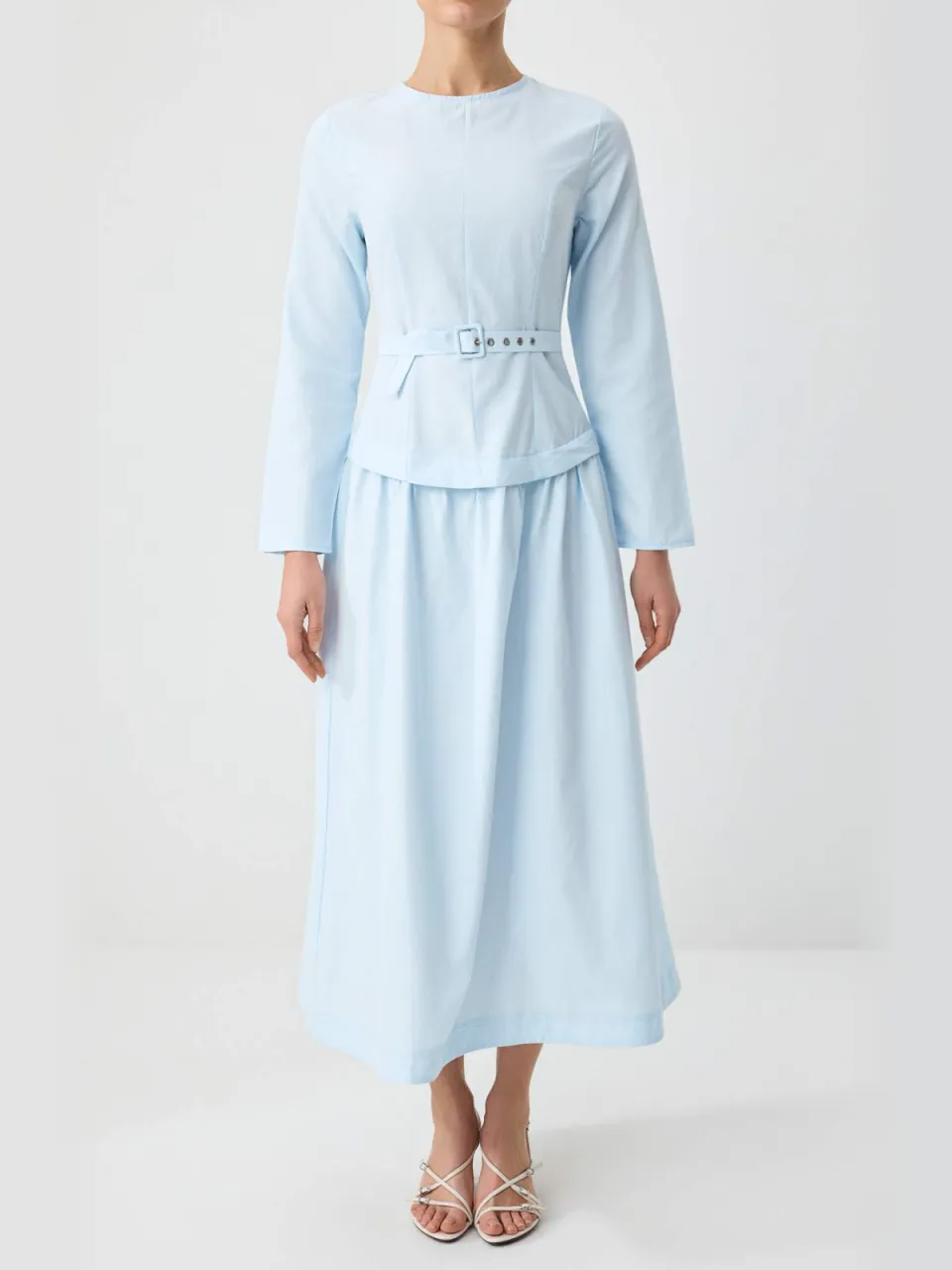 Trendyol Modest Dames Blauw Effen Maxi Lang Casual Skater Modest Jurken, foto 2