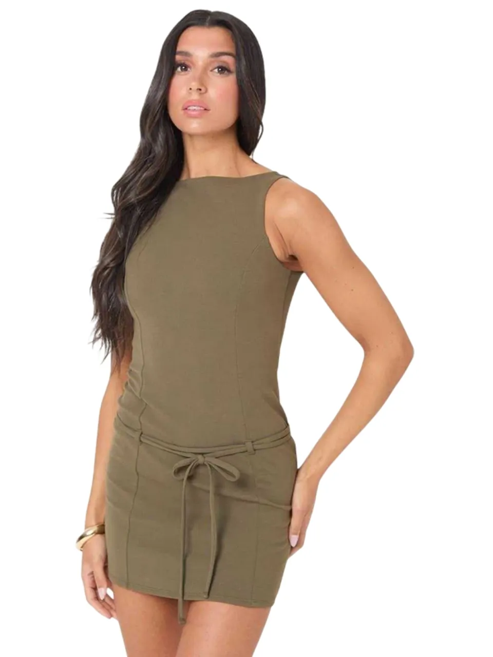 I Saw It First Mini-jurk met ceintuur voor dames (Khaki), foto 2