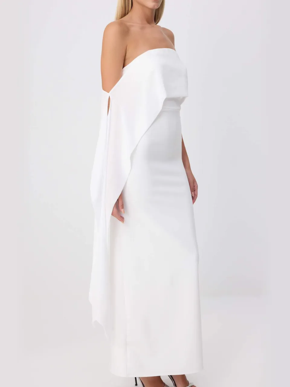Trendyol TRENDYOLMİLLA Dames Ecru Effen Maxi Mouwloos Diploma-uitreiking / Gala Recht Avond & Gala Jurk, foto 2