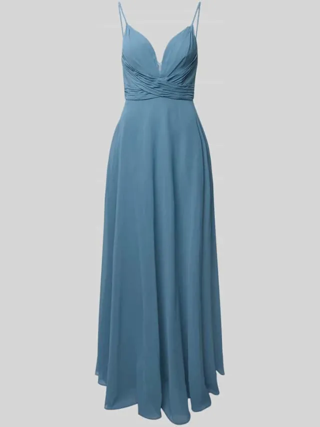 Laona Avondjurk met plooien blauw, foto 2