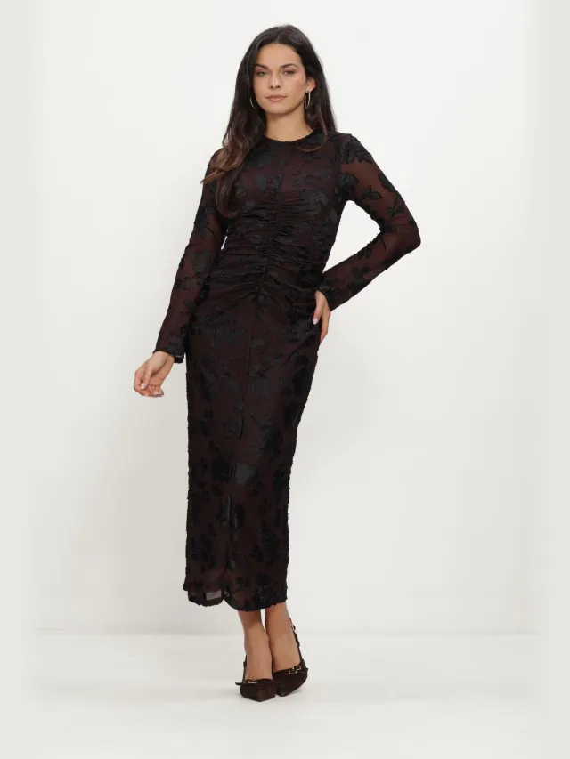 Y.A.S. YAS Dames Jurken Yasmarena Ls Long Dress S - Bruin
