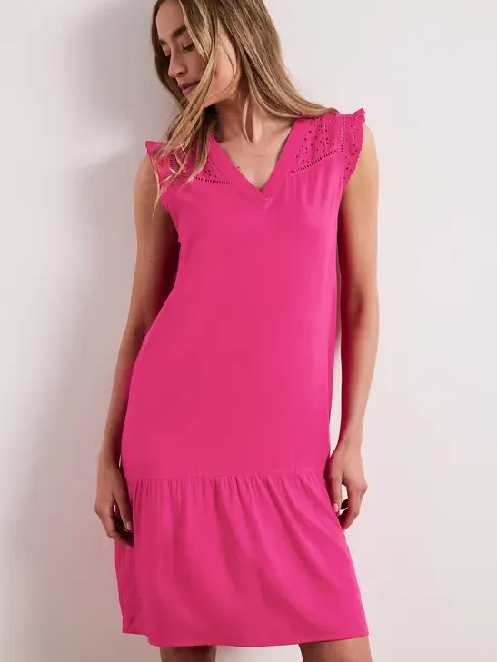 Street One Knielange jurk met Shiffley-details roze, foto 4