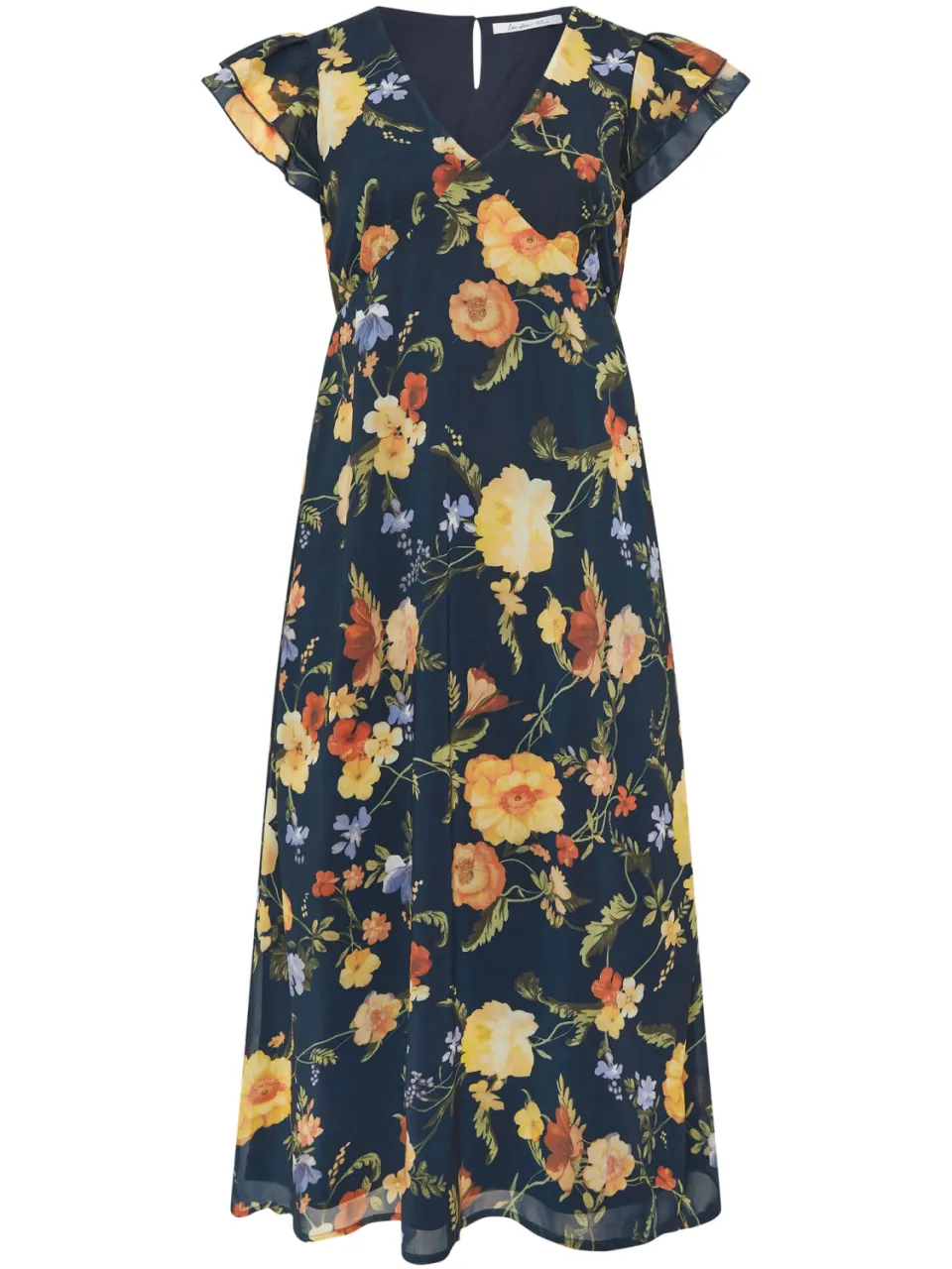 Yours London Yours Marineblauwe Maxijurk Met Bloemenprintsize 48, foto 4