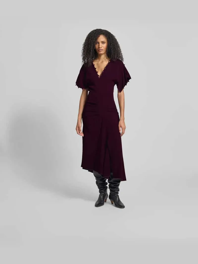 Victoria Beckham Midi-jurk van viscosemix Bordeaux