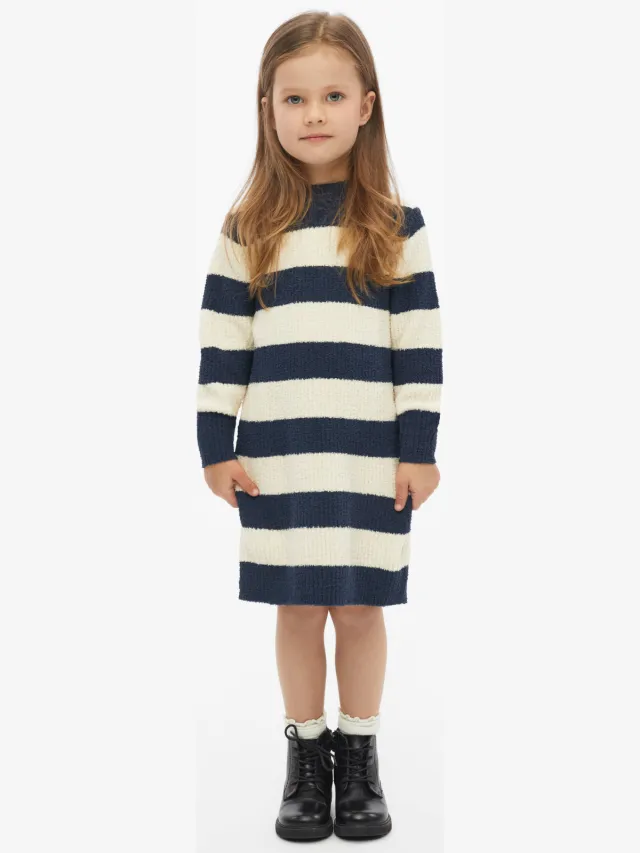 s.Oliver gebreide gestreepte jurk ecru/donkerblauw ecru / donkerblauw