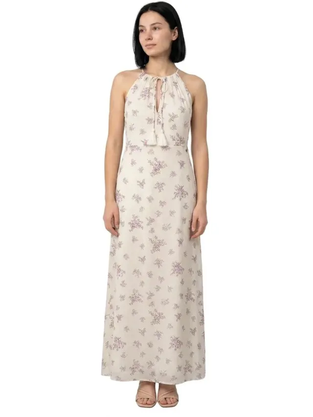Pepe Jeans Lilo Lange Jurk Zonder Mouwen Beige S Vrouw Mousse White