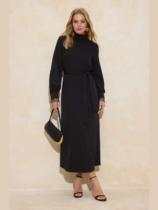 Trendyol Modest Dames Zwart Effen Maxi Lang Casual A-lijn Modest Jurken