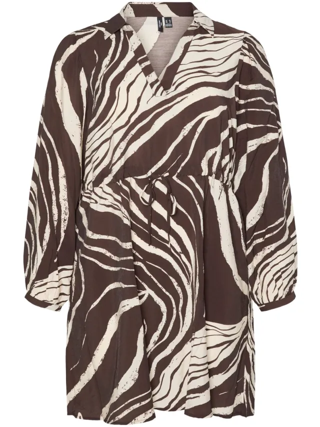 Vero Moda Curve Blousejurk VMCZARRA Korte jurk Chocolate Torte 1