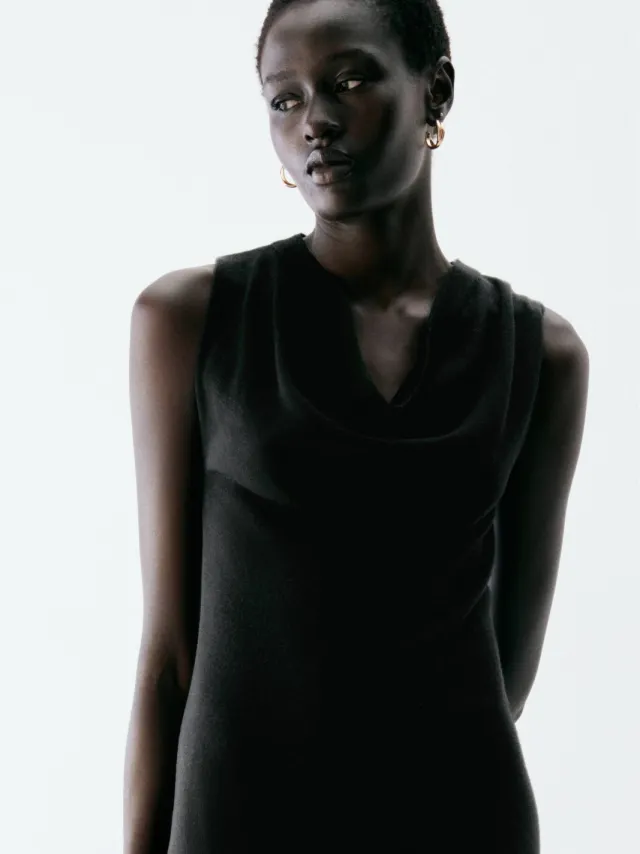 Mango A-lijn midi jurk - zwart, foto 3