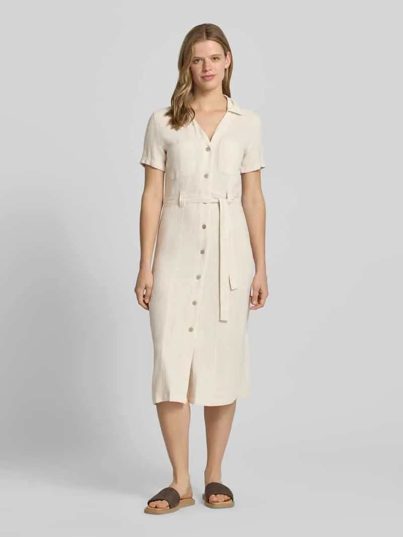 Only Smalle vrijetijdsjurk van mix van viscose en linnen model 'SIESTA' Zand