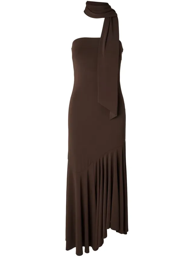 Yas Maxi jurk YASGODITA BANDEAU Coffee Bean1