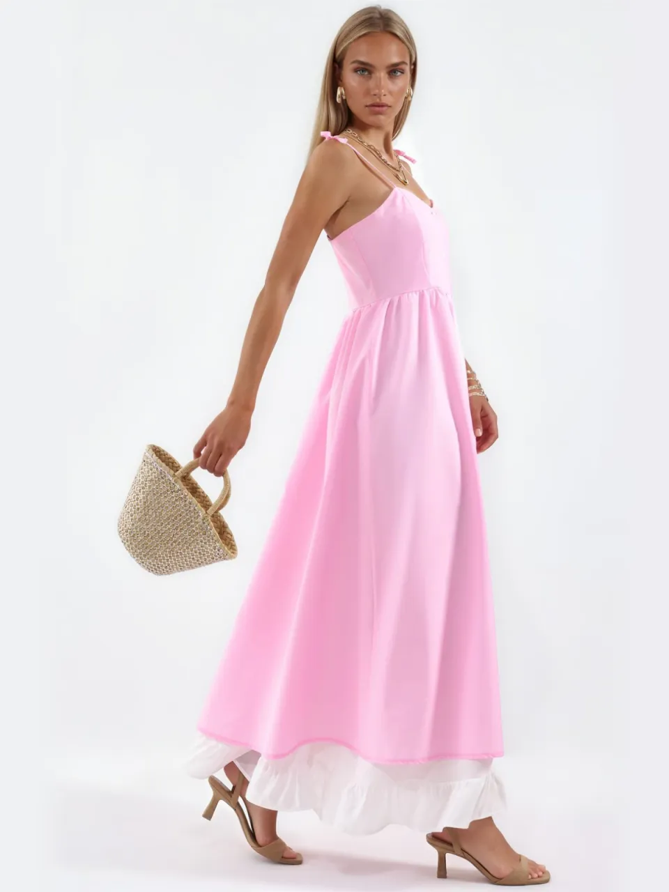 MSN Collection Kleurgeblokte Maxi-jurk met Vierkante Hals veelkleurig, foto 2