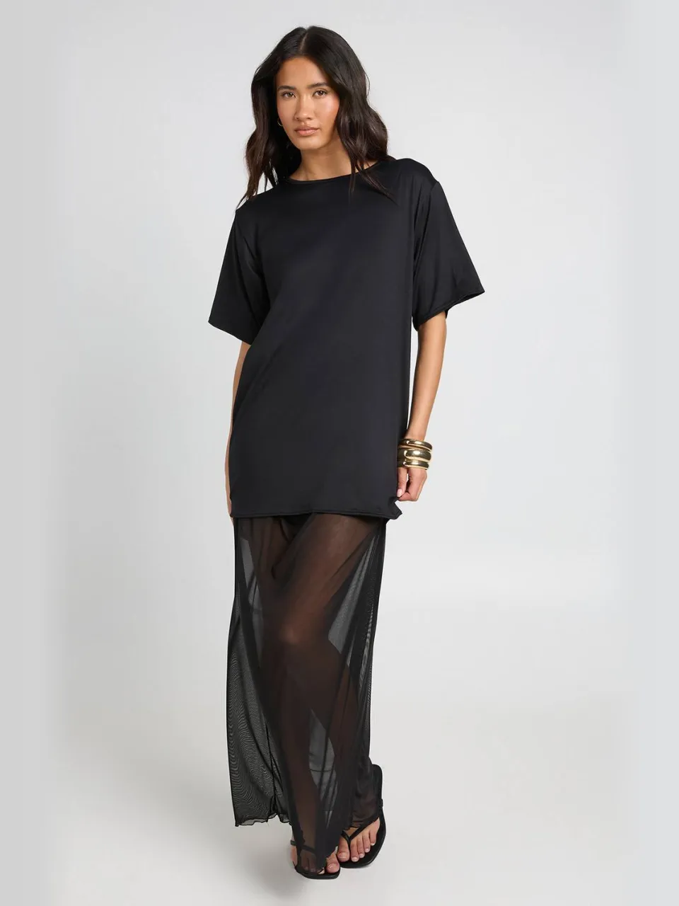 boohoo Dames Mesh Zoom T-shirt Jurk zwart, foto 3