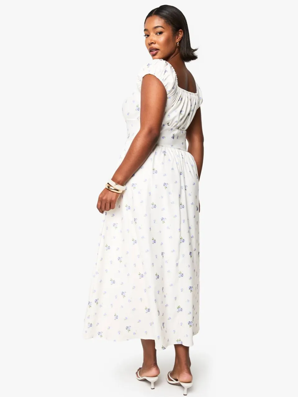 boohoo Dames PLUS BENGALINE DITSY MIDI SKATER JURK ivoor, foto 2