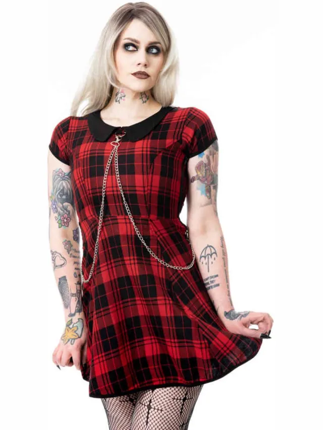 Heartless Ebbani Korte jurk - L - Zwart/Rood