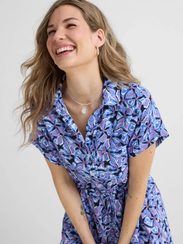 Anytime midi jurk met bloemenprint blauw, foto 4