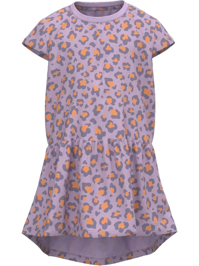NAME IT jurk meisjes - paars - leopard - NMFvigga paars leopard