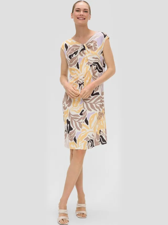 S.Oliver female - Mouwloze jersey jurk met een geknoopt detail ecru