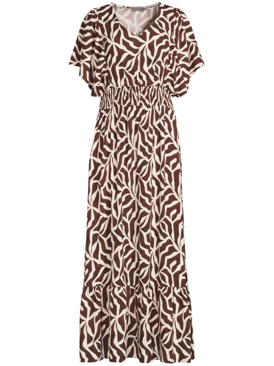 Geisha maxi jurk met print - donkerbruin, foto 2