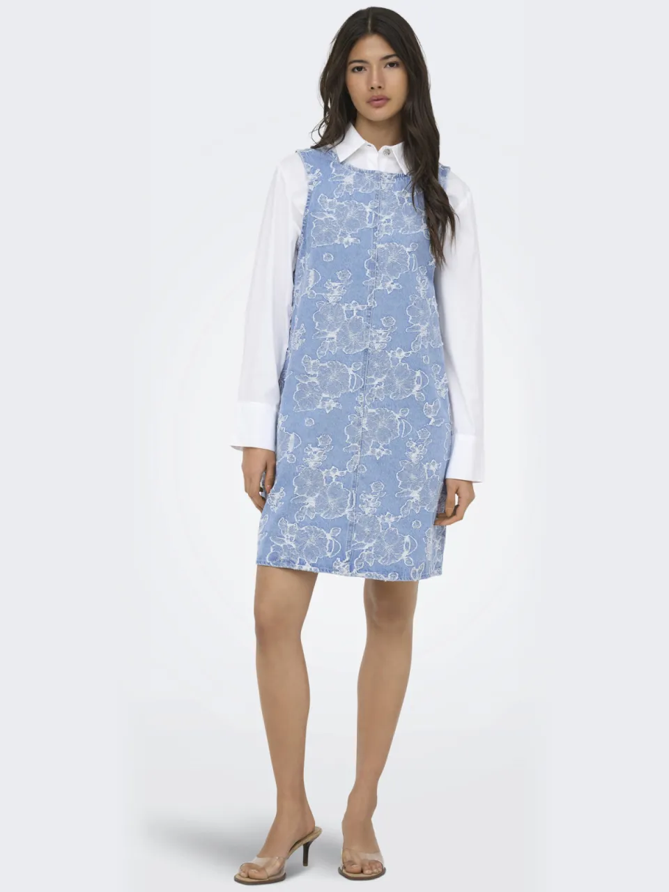 Only korte jurk light blue denim Licht blue denim
