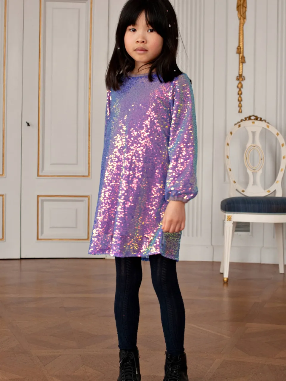 Jubel korte jurk met glitters lila, foto 6