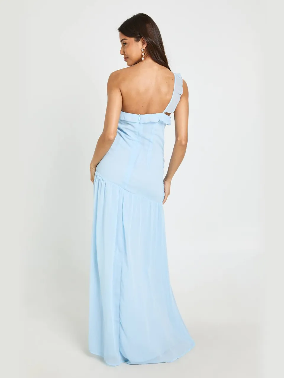 boohoo Dames Maxi Jurk Met Ruches Detail pastelblauw, foto 2