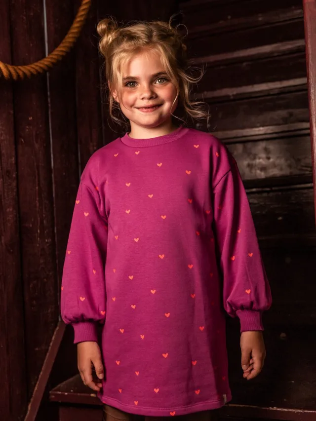 LOOXS REVOLUTION LOOXS Little Meisjes jurk - Maat 104 in de kleur Paars van 87% Cotton 13% Polyester - 2632-7825-844