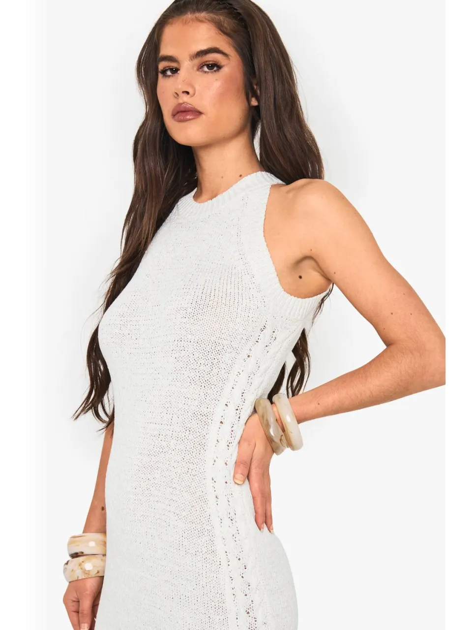 boohoo Dames Tassel Detail Crochet Dress crème, foto 3