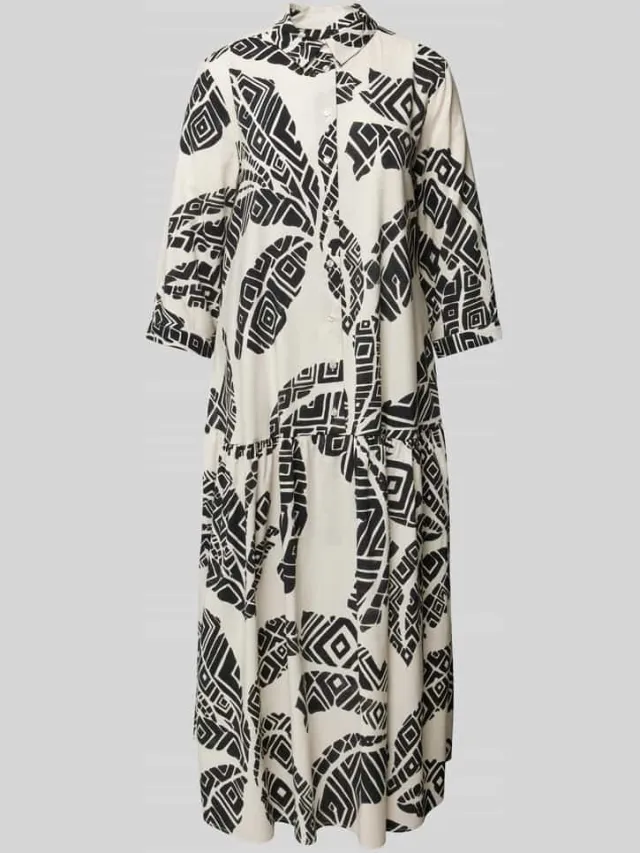 Milano Italy Midi-jurk met all-over print zwart, foto 2