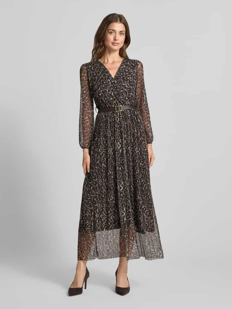 ZABAIONE Midi-jurk met riem model 'Ka44iriaa' Middenbruin