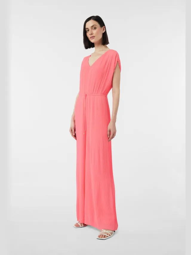 Comma female - Geplooide jumpsuit met strikdetail roze