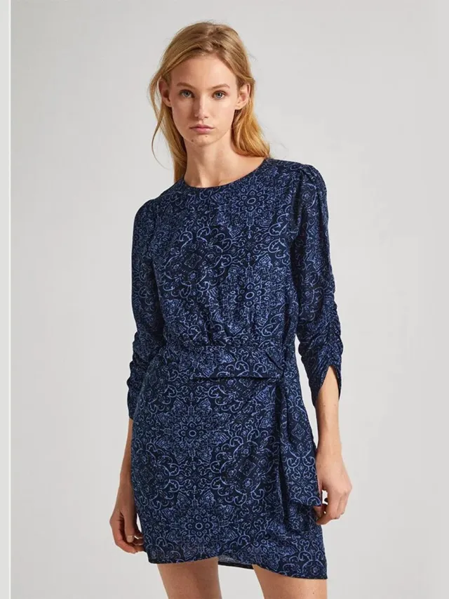 Pepe Jeans Clarin Korte Jurk Met Lange Mouwen Blauw XS Vrouw Dulwich Blue