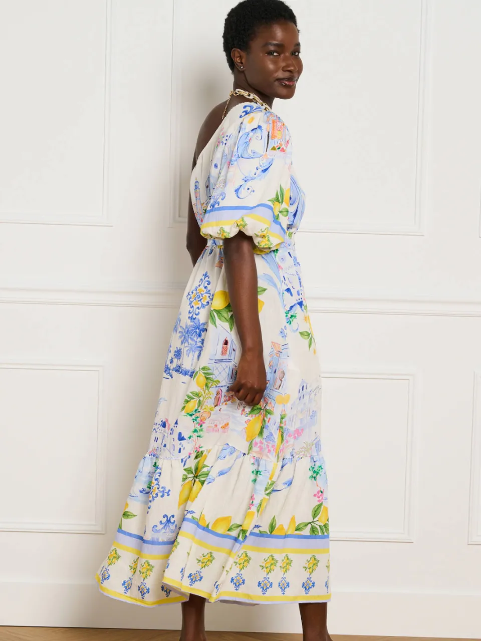 LOLALIZA one shoulder zomerjurk met ceintuur en print - meerkleurig multi, foto 3