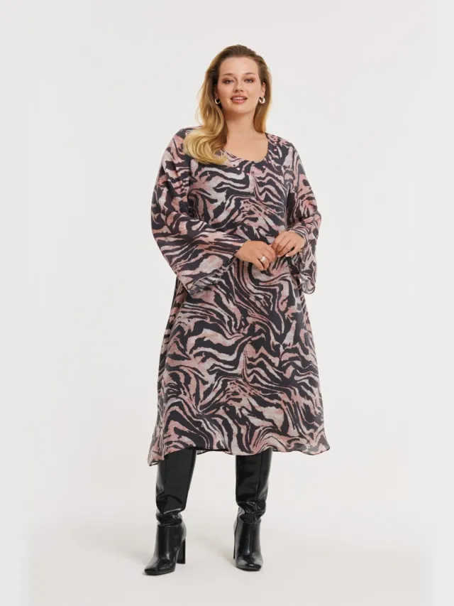 Yoek MILLY jurk met dierenprint zwart