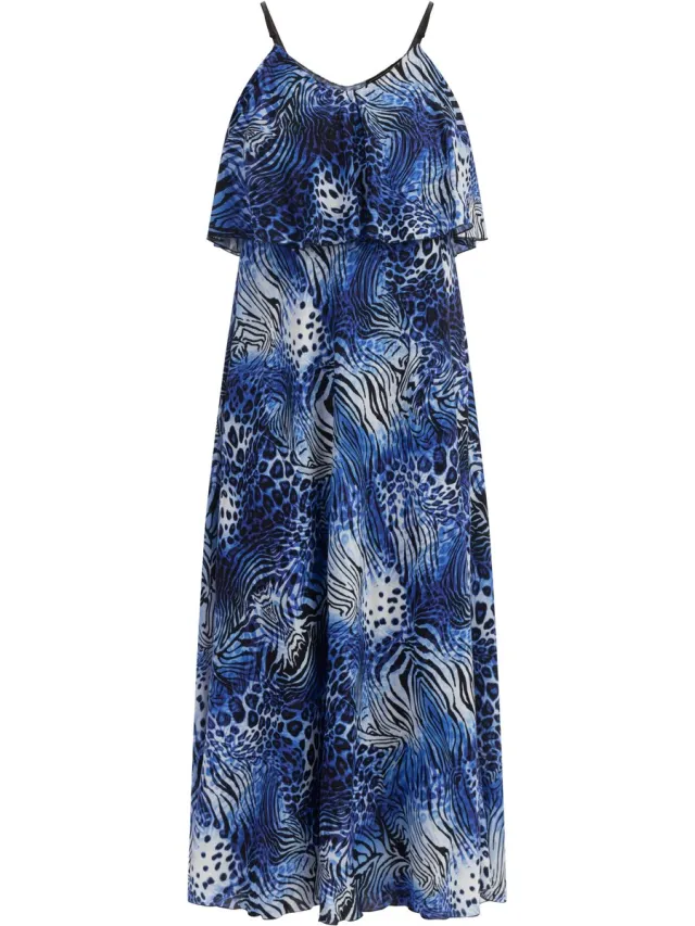 Faina Maxi-jurk met dierenprint KONING BLAUW