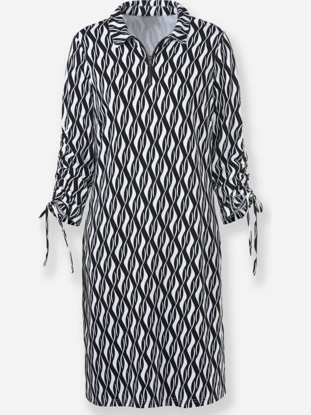 Jersey jurk zwart/wit geprint, foto 2