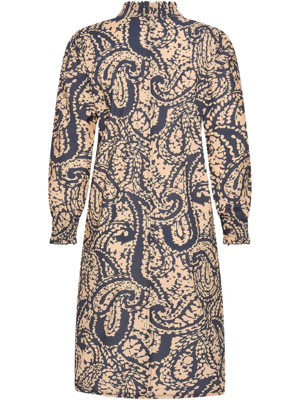 Plus Basics Plus-lijn jurk met smockwerk en print - donkerblauw/beige, foto 3