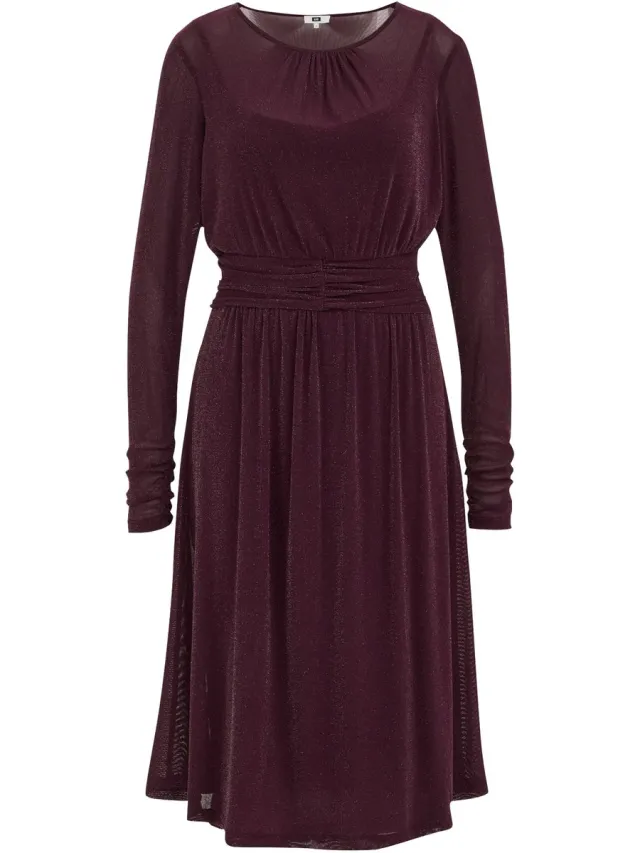 WE Fashion Dames Midi jurk met glittergaren Burgundy red