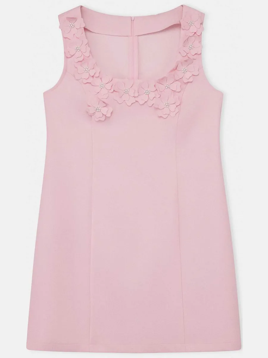Trendyol Curve Dames Roze Effen Kort / Mini Mouwloos Feest Bodycon Grote maten Jurk, foto 2
