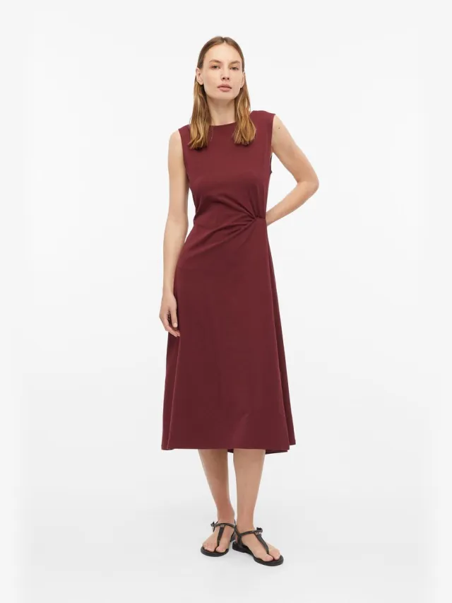 S.Oliver female - Jerseyjurk met drapering in de taille bordeaux