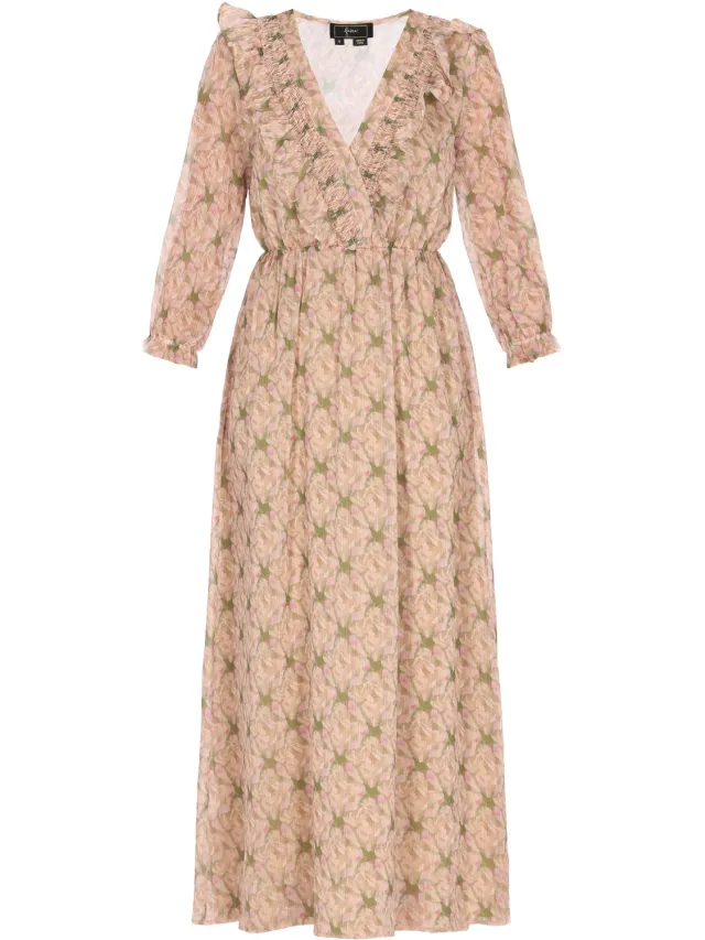 NAEMI Dress Beige Multicolor