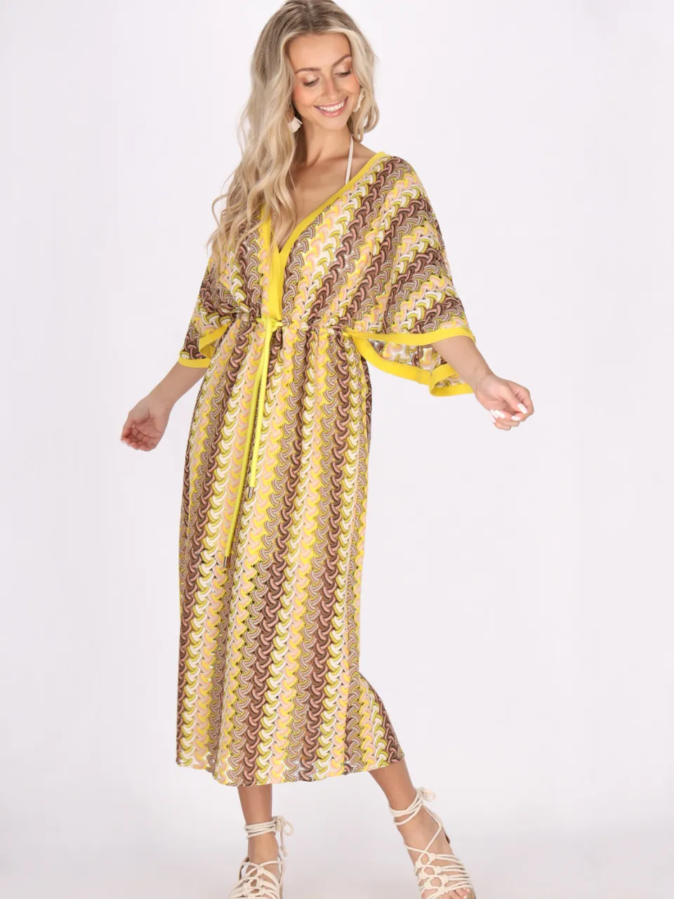 IZIA Jurk Dames Geel veelkleurig