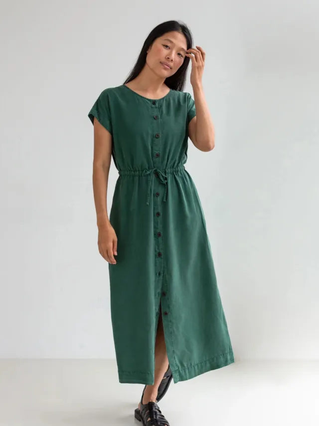 TWOTHIRDS dames vegan Jurk Marasusa Donkergroen